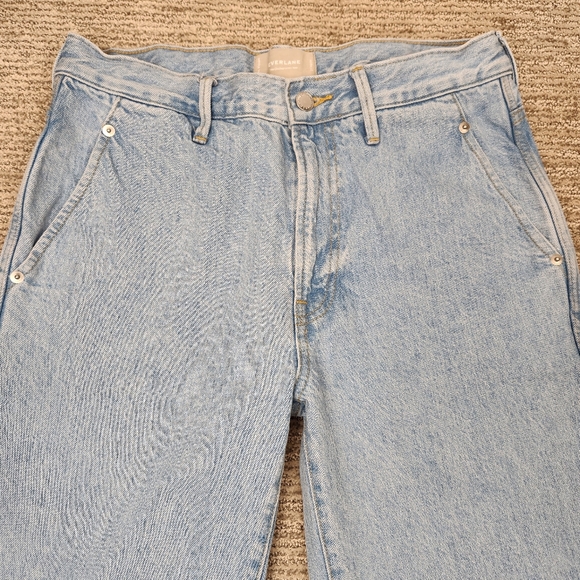 Everlane Cinched Utility Jeans Light Wash Back Belt Accent Wide Straight Leg 27 - Picture 3 of 10